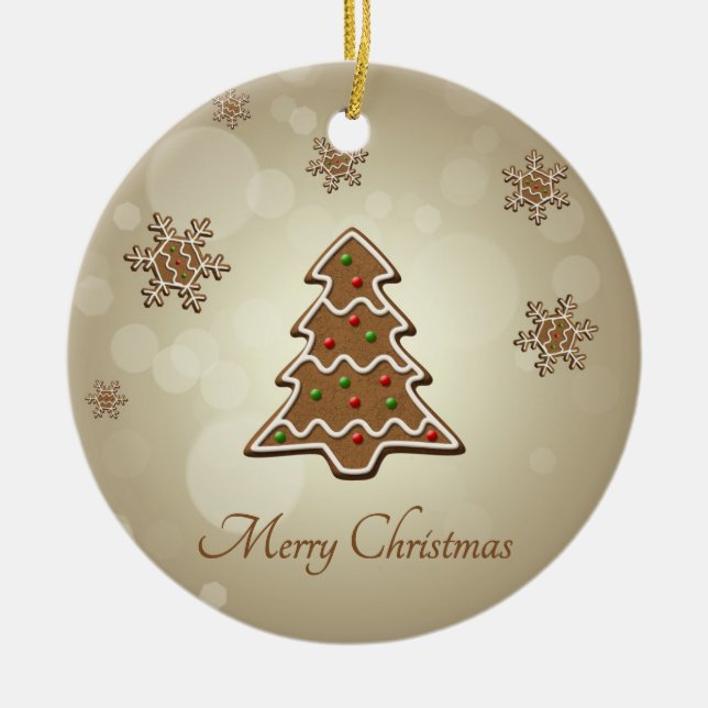 Gingerbread Christmas Tree Ceramic Tree Decoration (Front)