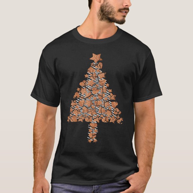 Gingerbread Christmas Tree Distressed T-Shirt (Front)