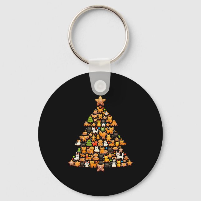 Gingerbread Christmas Tree Funny Gingerbread Anima Key Ring (Front)