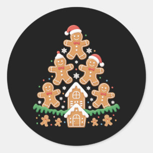 Gingerbread Christmas Tree Lights Cookie Baking Classic Round Sticker