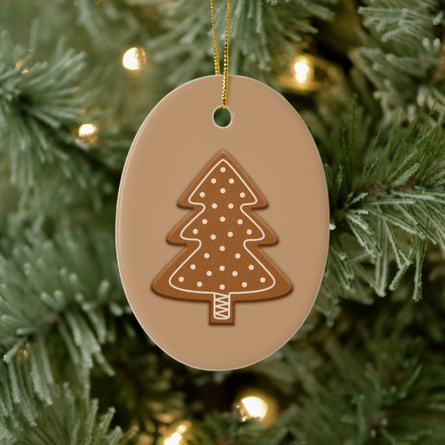 Gingerbread Christmas Tree Shape Cookie With Text Ceramic Tree Decoration (Tree)