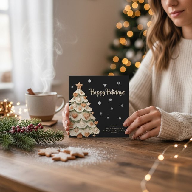 Gingerbread Christmas Tree Snowflake Holiday Card (Creator Uploaded)