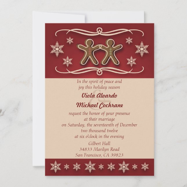Gingerbread Christmas Wedding Invitation (Front)