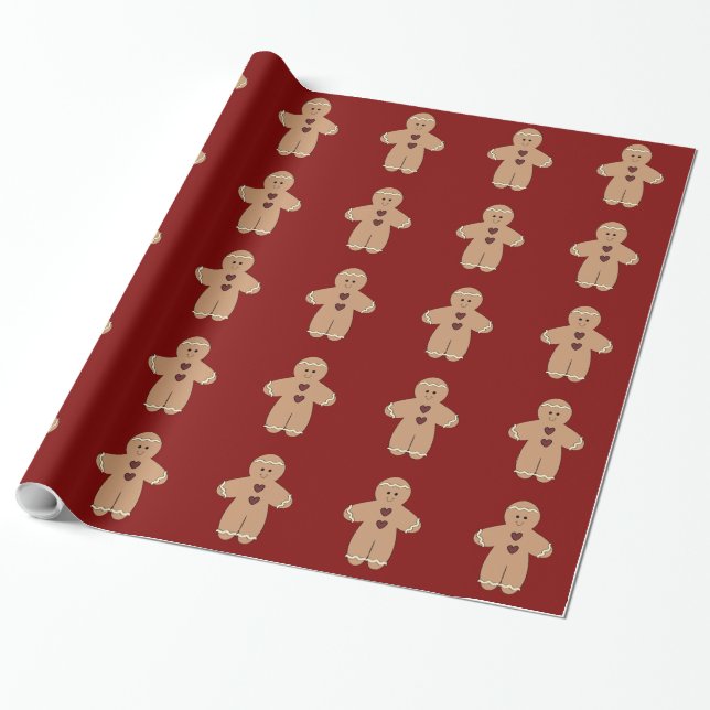 Gingerbread Christmas Wrapping Wrapping Paper (Unrolled)