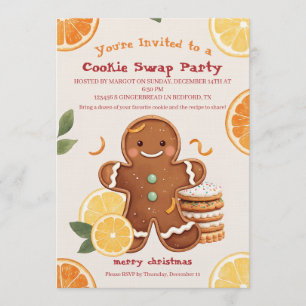 Gingerbread Citrus Cookie Swap Christmas Invitation