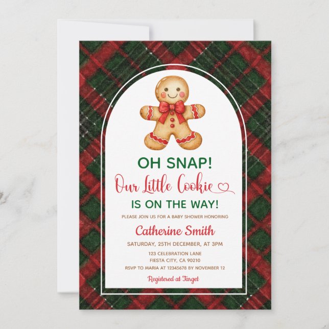  Gingerbread Classic Christmas Baby Shower  Invitation (Front)