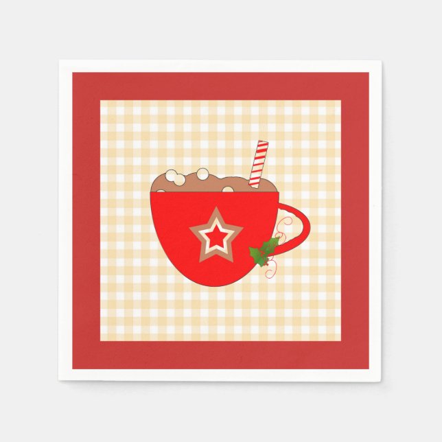 Gingerbread Cocoa Gingham Napkins (Front)