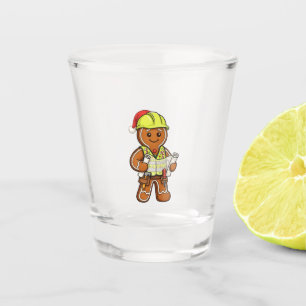 Gingerbread Construction Worker Christmas 2026   Shot Glass