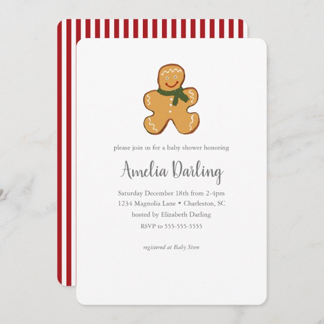 Gingerbread Cookie Baby Shower Invitation (Front/Back)