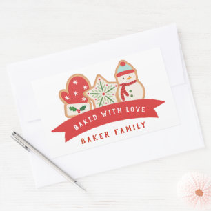 Gingerbread Cookie Baked with Love Favour Bag Rectangular Sticker