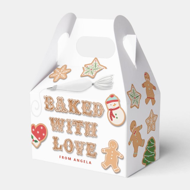 Gingerbread  Cookie | Baked with Love  Favour Box (Front Side)