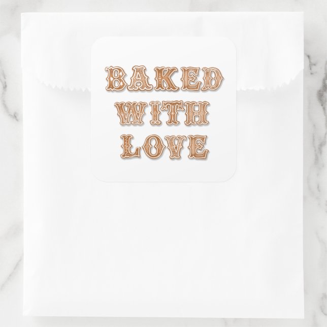 Gingerbread  Cookie | Baked with Love Favour  Square Sticker (Bag)