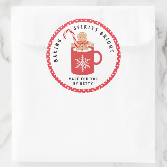 Gingerbread  Cookie | Baking Spirits Bright  Classic Round Sticker (Bag)