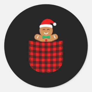 Gingerbread Cookie Buffalo Red Plaid Cket Christma Classic Round Sticker