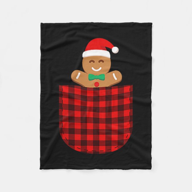 Gingerbread Cookie Buffalo Red Plaid Cket Christma Fleece Blanket (Front)