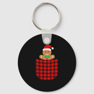 Gingerbread Cookie Buffalo Red Plaid Cket Christma Key Ring