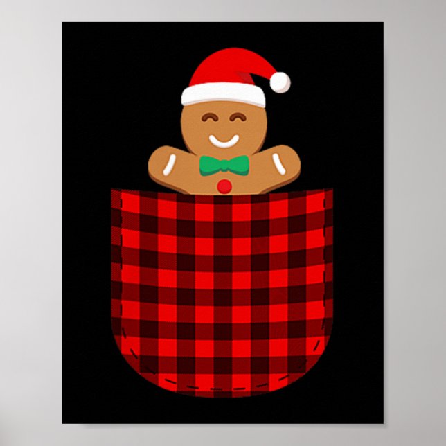 Gingerbread Cookie Buffalo Red Plaid Cket Christma Poster (Front)