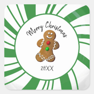 Gingerbread Cookie Candy Square Sticker