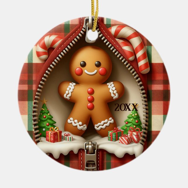 Gingerbread Cookie Ceramic Tree Decoration (Front)