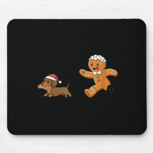 Gingerbread Cookie Chasing Dachshund Christmas Dog Mouse Mat