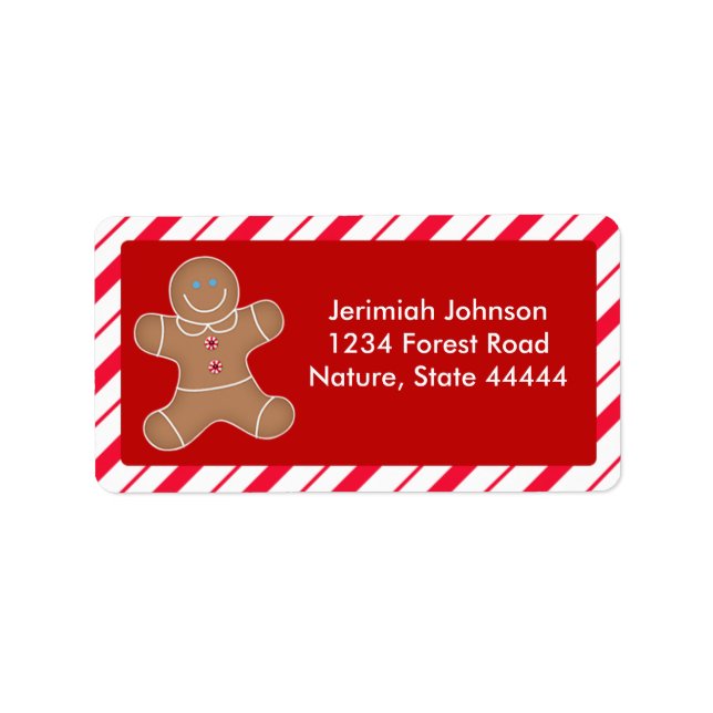 Gingerbread Cookie Christmas Address Label (Front)