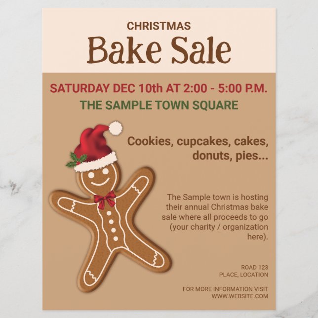 Gingerbread Cookie Christmas Bake Sale Flyer (Front)