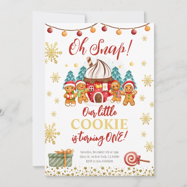 Gingerbread cookie Christmas Birthday Invitation (Front)