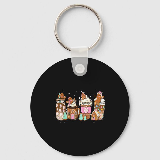 Gingerbread Cookie Christmas Coffee C Latte Drink  Key Ring (Front)