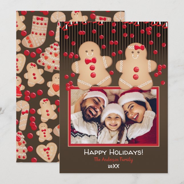 Gingerbread Cookie Christmas Cookies Holiday Photo Invitation (Front/Back)