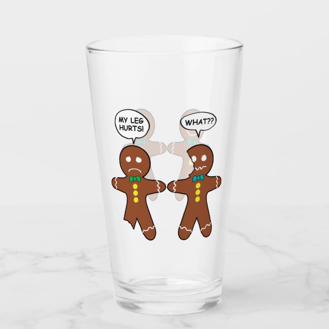 Gingerbread Cookie Christmas Humour Glass (Front)