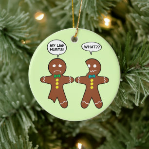 Gingerbread Cookie Christmas Humour Green Ceramic Tree Decoration