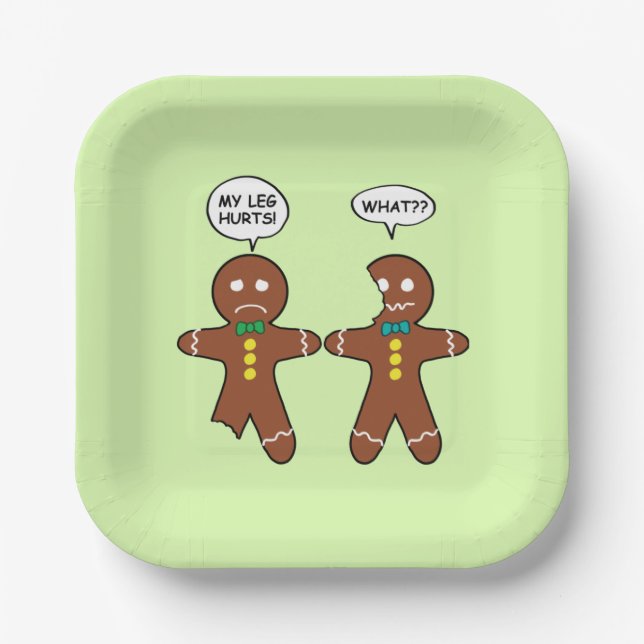 Gingerbread Cookie Christmas Humour Paper Plate (Front)