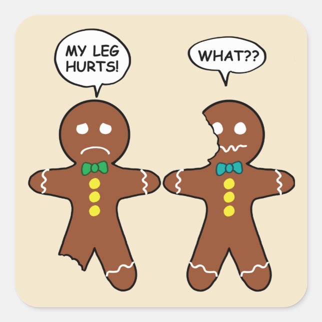 Gingerbread Cookie Christmas Humour Square Sticker (Front)