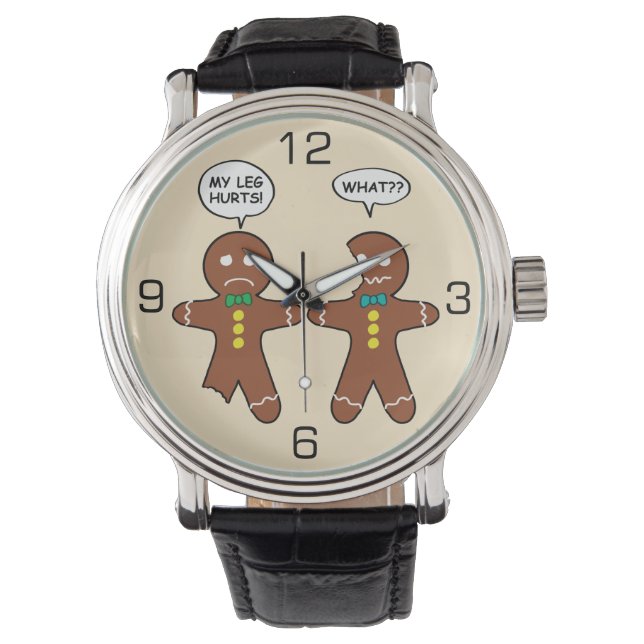 Gingerbread Cookie Christmas Humour Watch (Front)