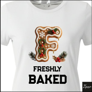 Gingerbread Cookie Christmas Initial Letter F Tri-Blend Shirt
