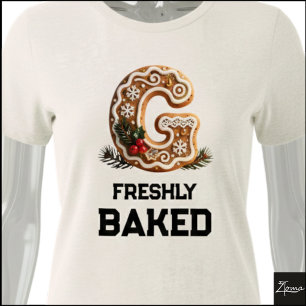 Gingerbread Cookie Christmas Initial Letter G Tri-Blend Shirt