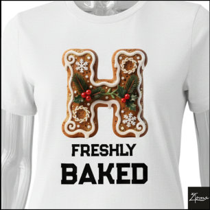 Gingerbread Cookie Christmas Initial Letter H Tri-Blend Shirt