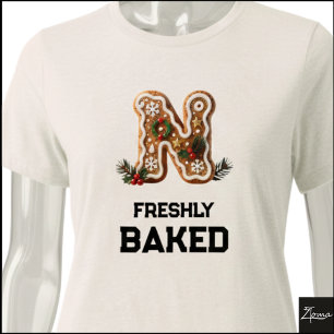 Gingerbread Cookie Christmas Initial Letter N Tri-Blend Shirt
