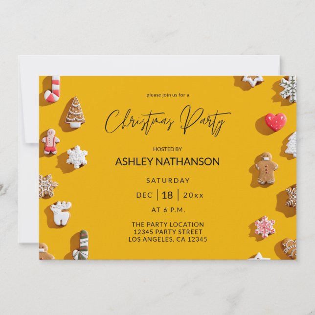 Gingerbread Cookie Christmas Party Invitation (Front)