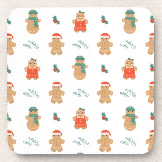 Gingerbread Cookie Christmas Pattern Coaster