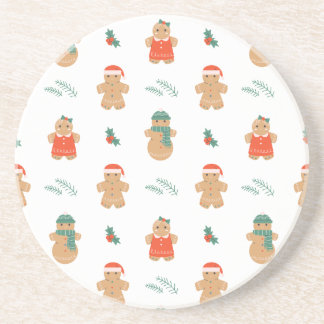 Gingerbread Cookie Christmas Pattern Coaster