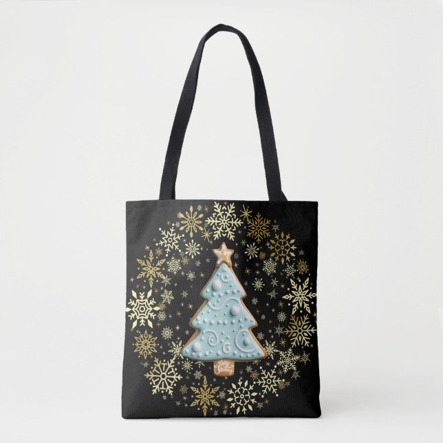 Gingerbread Cookie, Christmas Tree Tote Bag (Front)