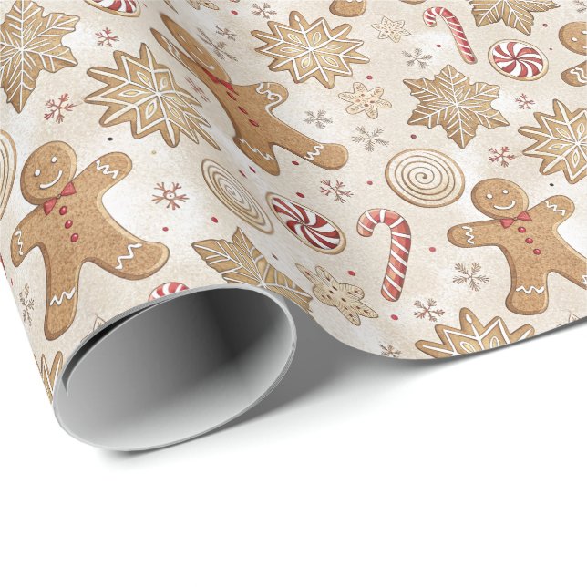 Gingerbread Cookie Christmas Wrapping Paper (Roll Corner)