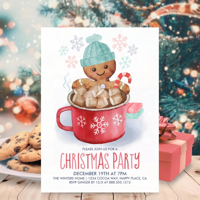 Gingerbread Cookie & Cocoa Christmas Party Invitation (Creator Uploaded)