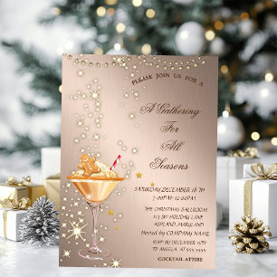 Gingerbread Cookie Drink Rose Gold Seasons  Invitation