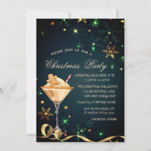 Gingerbread Cookie Drink Snowflakes Christmas Invitation