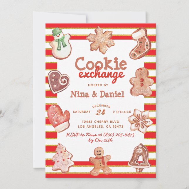 Gingerbread Cookie Exchange Christmas Invitation (Front)