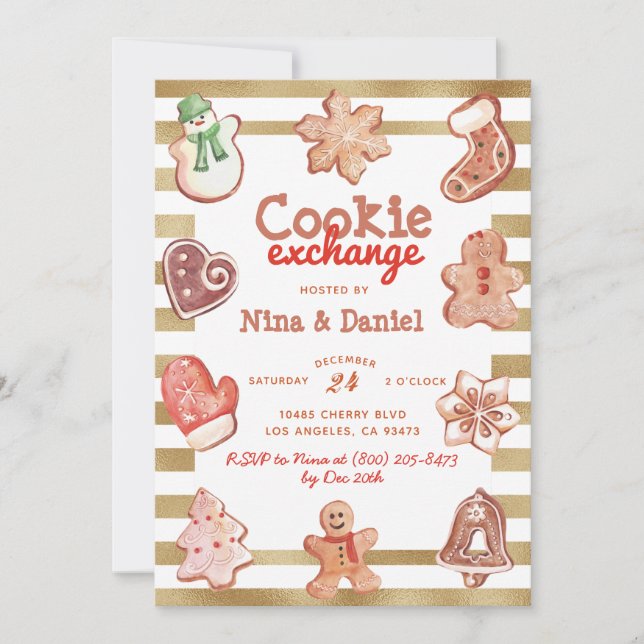 Gingerbread Cookie Exchange Christmas Invitation (Front)