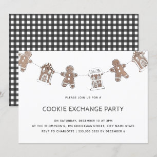 Gingerbread Cookie Exchange Modern Party Holiday Invitation