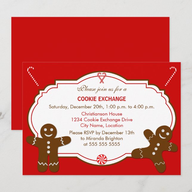 Gingerbread Cookie Exchange Party Invitation (Front/Back)